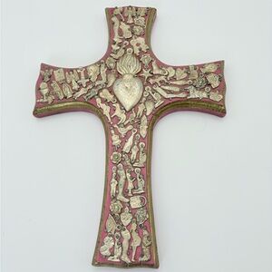 Vintage Handmade Pink Milagro  Cross